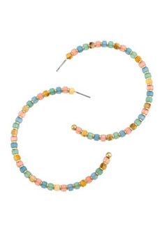 Add a pop of pizzazz to any outfit with these multicolored beaded hoops. | Wonderly Gold Tone Multicolored Beaded Post Hoop Earrings Beaded Hoops, Fashion Jewelry Earrings, Gold Tone Metal, Gold Tones, Hoop Earrings, Jewelry Earrings, Fashion Jewelry, Gold