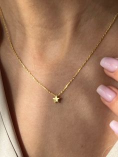 Tiny star from the sky⭐ Get this cute jewelry made with the high quality elements✨ You can go with 925K Sterling Silver with the options of Gold, Rose Gold or White Gold finish Beautiful jewelry for everyone 💙 Details * 925K Sterling Silver → 14K Gold, Rose Gold or White Gold plated * Chain length is approximately 18 inches (16+2 in extender) / 45 cm (40+5 cm extender) * Time is important! You will receive your package as soon as possible 🚚 * We care about the quality of metal to make sure it will last for a long time * We use enamel technique to color the jewelry and high quality zircons only * There can be tiny differences on each item, length difference of the chain as well as color changes and shade differences of the stones and enamel is possible since each jewelry piece is unique a Star-shaped Celestial Jewelry Gift, Celestial Star Jewelry For Gifts, Celestial Star-shaped Jewelry Gift, Celestial Jewelry With Star Charm For Gifts, Celestial Style Star Charm Jewelry For Gifts, Elegant 14k Gold Filled Star Jewelry, Elegant Star-shaped 14k Gold Filled Jewelry, Delicate 14k Gold Jewelry With Star Charm, 14k Gold Dainty Jewelry With Star Charm