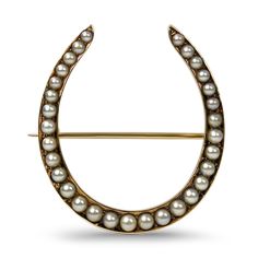 PAGE Estate Pins & Brooches Estate 14k Yellow Gold Graduated Pearl Horseshoe Pin Horseshoe Design, Horses Art, Pearl Pin, Seed Pearl, Horse Art, A Cap, Visual Effects, A Symbol, Brooch Pin