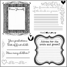 the printable wedding advice cards are ready to be used as guest book for guests