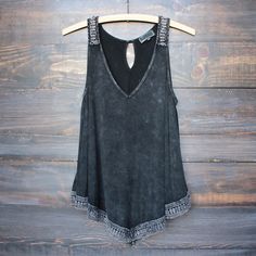 soft boho tank top (more colors) - shophearts - 5 Acid Wash Casual Tank Top For Festivals, Black Distressed Tank Top For Summer, Casual Acid Wash Tank Top For Festivals, Acid Wash Distressed Sleeveless Tank Top, Black Top With Frayed Hem For Summer, Black Tops With Frayed Hem For Summer, Black Washed Sleeveless Top, Summer Grunge Stonewashed Top, Grunge Stonewashed Tops For Summer