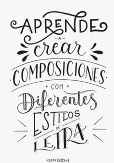 a handwritten poster with the words,'aprendes crear compocion