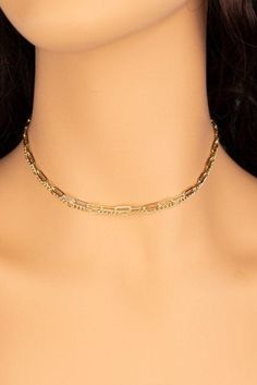 Sleek and modern, our Double Minimal Necklace features two interlocked layers of minimalist chain for a unique look. Perfect for any occasion, this timeless piece is sure to become a favorite. 14" Chain 1 14.5" Chain 2 3" Extender Brass Gold Plated Modern Chain Link Choker With Adjustable Chain, Modern Adjustable Chain Link Choker, Gold Chain Link Layered Necklace, Minimalist Gold Chain Choker Layered Necklace, Minimalist Double Chain Metal Necklace, Adjustable Link Chain Necklace, Trendy Double Chain Link Necklace, Trendy Double Strand Gold Chain Necklace, Dainty Metal Chain Necklace With Delicate Chain