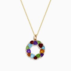 Effy Mosaic 14K Yellow Gold Multi Stone and Diamond Pendant Multi Stone, Diamond Pendant, Mosaic, Yellow Gold, Stone, Pendant, Yellow, Gold