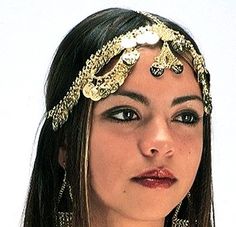 Belly Dancer Metal Coin Headpiece - GOLD Gold Adjustable Costume Hats For Carnival, Traditional Adjustable Gold Headpiece, Traditional Gold Headpieces For Festivals, Traditional Gold Headpiece For Parties, Traditional Gold Costume Hats For Party, Gold Jewelry For Costume Party, Gold Headpieces For Costume Party And Carnival, Gold Costume Hats And Headpieces For Carnival, Traditional Gold Headpieces For Carnival