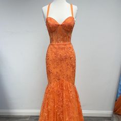 This Dress Features A Mermaid Silhouette That Accentuates Your Curves And Creates A Dramatic And Glamorous Effect. The Back Of This Dress Is Adorned With A Lace-Up Design And A Zipper Closure, Ensuring A Secure And Customizable Fit. Length: Long Color: Orange Neckline: Sweetheart Silhouette: Mermaid Sleeve: Sleeveless, Straps Back: Lace Up, Zipper Embellishments: Lace, Glitter Occasion: Romantic Date/Evening/Dinner, Wedding/Bridesmaid, Graduation, Fashion Show, Visiting Theater/Museum/Restaurant Doctor Fancy Dress, Museum Restaurant, Graduation Fashion, High Low Evening Dresses, Long Mermaid Dress, Orange Bridesmaid Dresses, Floral Bridesmaid Dresses, Formal Bridesmaids Dresses, Orange Dresses