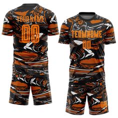 an orange and black football uniform with the number 80 printed on it's chest