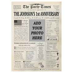 an old newspaper advertisement for the john's 1st anniversary, dated in black and white