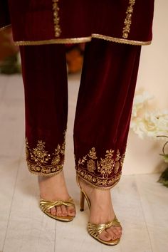 Shadab (Three Piece) – Zaaviay Velvet Shalwar Kameez, Velvet Pakistani Dress, Velvet Suit Design, Velvet Dupatta, Silk Kurti Designs, Embroidery Suits Punjabi, Zardosi Work, Velvet Dress Designs, Velvet Tunic