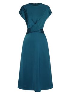 Blue 1940s Solid Irregular Waist Dress | Retro Stage 1950 Fashion Women Classy, 1950 Fashion Women, Best Dress For Girl, Pin Up Princess, Blue Vintage Dress, Retro Stage, Vintage Dress Blue, 1950 Fashion, 1930s Dress