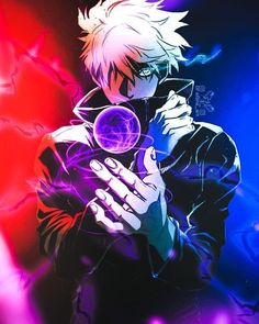 an anime character holding a crystal ball in his hands