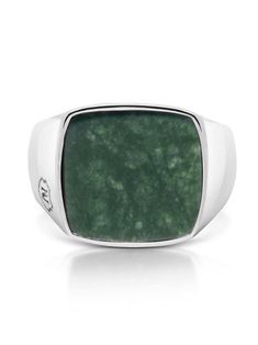 Stainless Steel Ring Green Jade Stone Product Code: MRING_129 Designer's Notes Designed and handcrafted in our LA studio, this one-of-a-kind cocktail ring features a brilliant green jade stone set in a stainless steel ring This piece will put the final touch to all looks. Please note that all our pieces are crafted by hand and one-of-a-kind, and may therefore vary slightly in size, shape, and color. Mens Silver Signet Ring, Chinese Jade, Silver Signet Ring, Semi Precious Beads, Notes Design, Jade Ring, Stainless Steel Ring, Mens Accessories Jewelry, Men Jewelry