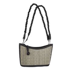 This Exquisite Handbag From Baskets Of Cambodia Is A True Masterpiece Of Craftsmanship. Made From Sea Grass And Woven To Perfection, This Purse Is A Stunning Addition To Any Outfit. The Braided Double Strap Adds A Touch Of Sophistication, While The Silver Hardware Complements The Tan And Black Exterior Colors. The Interior Of This Lightweight Handbag Features Inner Pockets, Making It Easy To Organize Your Essentials. The Detachable Strap Is A Convenient Accessory, Allowing You To Carry The Handb Elegant Handwoven Shoulder Bag, Elegant Handwoven Shoulder Bag For Travel, Handwoven Evening Tote Shoulder Bag, Elegant Woven Crossbody Bucket Bag, Elegant Crossbody Straw Bag For Everyday Use, Elegant Beige Straw Bag For Everyday Use, Elegant Handwoven Crossbody Shoulder Bag, Elegant Handwoven Bags For Daily Use, Elegant Beige Straw Bag For Everyday