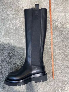 100% leather knee high 48cm include 5cm platform height. Luxury Calf Leather Knee-high Boots, Tall Knee-high Platform Boots With Round Toe, Tall Fit Knee-high Platform Boots With Round Toe, Luxury Knee-high Boots, Wide Calf Platform Knee-high Boots For Fall, Wide Calf Knee-high Platform Boots, Knee-high Platform Boots For Wide Calves, Tall Leather Over-the-knee Heeled Boots, Tall Over-the-knee Leather Heeled Boots