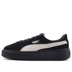 (WMNS) PUMA Suede Platform Core 'Black White' 362223-05 (SNKR/Retro/Skate/Casual/Women's) Puma Platform, Puma Suede, Womens Sneakers, Casual Women, Black White, Black And White, White, Black