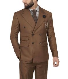 Men's Two Piece Wide Lapel Brown Suit
Make a statement with this double-breasted brown suit for men, featuring wide lapels that elevates the overall look. Made with precision and care, this two-piece suit is ideal for formal occasions or dressy events where you want to stand out. Its brown color gives a rich look to the overall appearance. The polyester lining makes it feel comfy and breathable. Shop this premium suit before it stocks out. Brown Notch Lapel Blazer With Double-breasted Button, Brown Double-breasted Blazer With Notch Lapel, Brown Suits With Welt Pockets And Lapel Collar, Brown Double Breasted Suit With Welt Pockets For Work, Brown Single Breasted Suit With Lapel Collar, Brown Double-breasted Suit With Double Button Closure, Brown Notch Lapel Formal Blazer, Brown Single-breasted Suit With Lapel Collar, Brown Double-breasted Blazer For Semi-formal Occasions