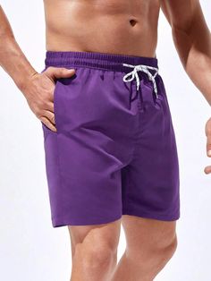 Get ready for some summer fun with our Plain Classic Drawstring Pocket Shorts. Designed with a drawstring and pocket, these shorts combine functionality and style. Made from high-quality polyester fabric, they provide comfort and durability all season long. Features: Pattern Type: Plain Details: Drawstring, Pocket Type: Bottoms Bottom Type: Shorts Fabric: Non-Stretch Composition: 100% Polyester Care Instructions: Machine wash, do not dry clean Body: Lined Size Chart ( Inches ): Size US Bottoms L Summer Nylon Swim Trunks With Side Pockets, Short Swim Trunks With Pockets, Casual Nylon Swim Trunks, Casual Solid Color Athletic Beach Shorts, Casual Athletic Shorts With Pockets For Vacation, Casual Solid Athletic Shorts For Beach, Summer Vacation Athletic Shorts With Drawstring, Casual Solid Swim Trunks With Elastic Waistband, Solid Color Drawstring Beachwear Bottoms