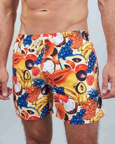 Mens swim shorts - tutti frutti Piscine Design, African Penguin, Swim Shorts Women, Mens Swim Shorts, Summer Swimwear, Pyjama Bottoms, Wet Bag, Matching Pajamas, Lounge Shorts