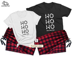 Free Domestic Shipping on orders over $30.99Celebrate Holidays season with these funny matching couple pajamas! The search is over, you have found the best surprise for the person you love. These couples Christmas pajamas make a great Christmas gift, anniversary gift, wedding, engagement or honeymoon wear.Nice and comfy buffalo plaid pajamas for couples available in different colors. *For different t-shirt colors/sizes (XS-4XL), please contact us. Thank you! ➽ Price for 1 Pajama Set (1 t-shirt a Couple Christmas Pajamas, Couples Christmas Pajamas, Pajamas For Couples, Matching Couple Pajamas, Christmas Pajamas Matching, Said Yes Engagement, Honeymoon Wear, Buffalo Plaid Pajamas, Pajamas Matching