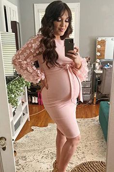 Cute Flower Long Sleeves Maternity Bodycon Dress Maternity Bodycon Dress Outfits, Chic Maternity Outfits, Maternity Dresses Winter, Fall Maternity Dress, Short Maternity Dress, Maternity Bodycon Dress, Pink Maternity Dress, Cute Maternity Dresses, Maternity Dresses For Baby Shower