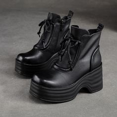 Boots Fall Ankle, Casual Summer Sandals, Platform Boots Women, Platform Boots Chunky, Winter Heels, Chunky Heel Shoes, Spring Boots, Black Platform Boots, Casual Dress Shoes