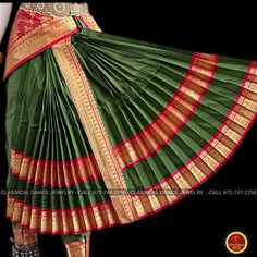 Design by Classical Dance Jewelry® ❥ Traditional Kuchipudi Dance costume for dancers, teachers, Gurus ❥ Material - art silk ❥ Style : Traditional pant costume ❥❥❥❥ Dress Measurements in inches ( all the measurements approximately 1 margin buffer) ❥ PANT MEASUREMENTS: ☛ Pant Length: 38-40 inch ☛ Pant Waist: 35-37 inch ☛ Pant Hip: 38-39 ❥ BLOUSE MEASUREMENTS: ☛ Blouse length: 14 inch ☛ Blouse Shoulder length: 15 -16 inch ☛ Blouse around Bust: 34-36 (extra margin) inch ☛ Blouse Lower Chest: 32-34 i Ceremonial Green Traditional Wear With Pallu, Green Traditional Wear With Pallu For Ceremonial Occasions, Ceremonial Green Saree With Pallu, Ceremonial Green Dupatta For Navratri, Ceremonial Green Paithani Silk Traditional Wear, Green Paithani Silk Traditional Wear For Ceremonial, Green Paithani Silk Traditional Wear For Ceremonial Occasions, Ceremonial Bollywood Green Saree, Green Tilla Dupatta For Puja