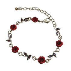 Adjustable 7 To 9 Inches Rose Bracelet, Red Rose, Womens Jewelry Bracelets, Red Roses, Womens Sizes, Women Jewelry, Bracelet, Red, Women Shopping