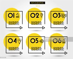 info graphics with yellow circles and arrows on white background royalty - free stockvectors