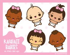 kawaia babies clipart for commercial use in adobe and png formats