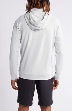 Stay comfortable on and off the course in this lightweight pullover featuring an adjustable drawstring hood and durable performance fabric. 27" length (size medium) Half-zip closure Drawstring hood; inner stand collar Long sleeves 88% polyester, 12% spandex Machine wash, tumble dry Imported White Functional Hoodie For Light Sports, White Functional Moisture-wicking Hoodie, White Moisture-wicking Hoodie, Functional White Moisture-wicking Hoodie, White Moisture-wicking Functional Hoodie, Technical Track Jacket With Drawstring Hood, Functional White Activewear With Drawstring Hood, Technical Sports Hoodie With Adjustable Hood, White Hooded Outdoor Activewear