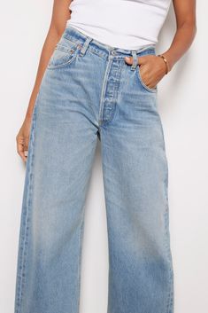 An ultra-relaxed fit defines these stylish wide leg jeans by Citizens of Humanity. The Ayla is crafted in non-stretch sustainable cotton denim with a button fly closure and cropped raw hemsperfect for showing off sandals, sneakers, or pumps. | CITIZENS OF HUMANITY Women's Ayla Raw Hem Crop Jeans, Size 28, Blue Inside Out Style, Brand Style Guide, Fashion 101, Crop Jeans, Fall Shopping, Citizens Of Humanity, Tee Dress, Work Fashion, Fall Trends