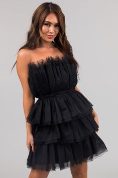 S M L Length: 27" 27" 27" Bust: 30" 32" 34" Waist: 28" 30" 32" ﻿Fits true to size, measured on a standard size 4 Non-stretchy tulle Waistband detail Hidden side zipper  Imported Lined Self: 100% Polyester Lining: 95% Polyester, 5% Spandex   Note: Hand wash with cold water separately, no bleach, line dry. Model is wea Fitted Tulle Mini Dress With Sweetheart Neckline, Fitted Mini Dress With Sweetheart Neckline And Tulle Skirt, Sheer Strapless Dress For Prom Season, Elegant Fitted Strapless Dress With Tulle Skirt, Fitted Organza Strapless Dress For Prom, Chic Tulle Mini Dress With Fitted Bodice, Summer Tulle Mini Dress With Fitted Bodice, Fitted Sheer Tulle Mesh Dress, Sheer Fitted Tulle Mesh Dress