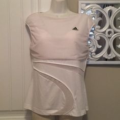 Nwot Unique Adidas White Tennis/Athletic Top Mesh Cutouts Size Medium 8/10 C 35-37 W 29-31 H 38.5-40.5 No Flaws Machine Wash Line Dry Nonsmoking Home Adidas Logo Tops For Spring Workout, Adidas Logo Workout Tops For Spring, Spring Adidas White Activewear, White Adidas Activewear For Spring, Spring Adidas Activewear For Gym, Spring Adidas Fitted Activewear, Adidas Spring Sporty Activewear, Adidas Sporty Spring Activewear, Adidas Sporty Activewear For Spring