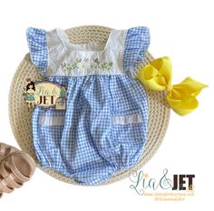 Your little one will be spring-ready with our Gingham Daisy_Bubble. This baby bubble set is crafted with daisy embroidered bib neck and gingham printed fabric, the perfect combination for warmer weather. The cheerful blue hue is ideal for both spring and summer, making your little one look absolutely adorable. ➿➿➿➿➿➿➿➿➿➿➿➿➿➿➿➿➿➿➿ Item description: bubble with snaps Materials: cotton poly blend Color: blue Fit: Infant sizes run closer to the bigger size (3/6 fits like a 6M), Toddler fits TTS, Big Playful Gingham Sets For Spring, Summer Gingham Sets For Playtime, Summer Gingham Playtime Set, Cute Floral Embroidered Sets For Spring, Cute Floral Embroidery Sets For Spring, Cute Gingham Sets For Summer, Cute Summer Gingham Sets, Playful Plaid Sets For Spring, Cute Embroidered Spring Sets