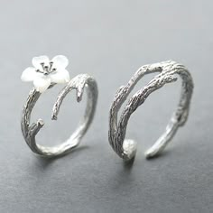 Mentioned price is for a pair of jewelry items i.e. 1 Men's Ring and 1 Women's Ring ---------- HOW TO ORDER ---------- ##################### It is an open ended adjustable size rings set, you can adjust ring size as per your finger size. ##################### - After placing an order please make sure to check Conversations or your inbox to respond back to our messages for prompt processing of your order. -------- WHAT TO EXPECT -------- - We dispatch all jewelry items in an exquisite Jewelry Gift Box + Jewelry Cleaning Cloth + Gift Card -------- ITEM DETAILS -------- Material: White Gold Plated Sterling Silver (All of our jewelry items are anti-allergic and never rust) Promise Rings Sterling Silver, Birthday Gifts For Couples, Cherry Blossom Ring, Wedding Bands For Men, Matching Promise Rings, Cute Promise Rings, Matching Couple Rings, Rings For Couples, Promise Rings For Couples