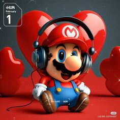 an image of a nintendo character with headphones on