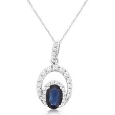 Royal 14K White Gold Pendant Necklace with 0.65 Carat Oval Sapphire and 0.20 Carat Diamond Halo Luxury Oval Sapphire Necklaces, Elegant Oval Pendant Necklace With Brilliant Cut, Elegant Oval Pendant Diamond Necklace For Anniversary, Elegant White Gold Oval Pendant Jewelry, Elegant Oval Pendant Jewelry With Diamond Cut, Elegant Oval Pendant With Diamond Cut, Timeless Oval Diamond White Necklace, Timeless Oval Cubic Zirconia Necklace, Timeless Oval Diamond Necklaces