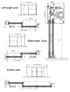 an architectural drawing shows the different angles and features for each section of the building, including two