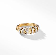 In the Helena Collection, David Yurman returns to the longer, leaner twist of his first handmade Cable bracelet, wrapping the iconic form with 18K yellow gold threads accented with hand-set pavé diamonds. 18-karat yellow goldPavé diamonds, 0.32 total carat weightRing, 7.7mm David Yurman Ring, Small Ring, Cable Bracelets, Jewelry Lookbook, Small Rings, Gold Threads, Elegant Hairstyles, Diamond Sizes, High Jewelry