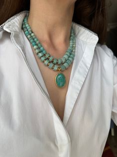 Jean Art, High Strung, Handmade Statement Necklace, Jewelry 2023, Necklaces Handmade, Amazonite Necklace, Necklace Ideas, Jewellery Ideas, Beaded Statement Necklace