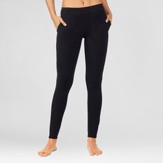 Warm Essentials by Cuddl Duds Women's Textured Fleece Pants - Black M Winter Loungewear Snug Bottoms, Tight Full-length Bottoms With Pockets, Snug Fit Loungewear Pants, Stretch Full-length Winter Sweatpants, Winter Stretch Pants With Comfort Waistband, Winter Stretch Full Length Sweatpants, Fitted Winter Activewear With Elastic Waistband, Stretch Full Length Sweatpants For Winter, Stretch Pants With Comfort Waistband For Winter