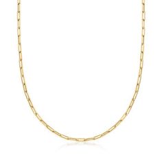 Ross-Simons - Italian 14kt Yellow Gold Paper Clip Link Necklace. 18". Make a statement wearing this glowing Italian piece. Shining in glossy 14kt yellow gold, these elegant paper clip links create a stunning necklace. A must-have for your fine jewelry collection. Lobster clasp, 14kt yellow gold link necklace. Luxury Paperclip Necklaces For Formal Events, Luxury Formal Paperclip Necklace, Yellow Gold Paperclip Necklaces For Formal Events, Elegant Yellow Gold Paperclip Chain Necklace, Classic Paperclip Chain Necklace For Formal Occasions, Classic Formal Paperclip Chain Necklace, Elegant Formal Paperclip Necklace, Formal Paperclip Chain Necklace With Box Chain, Formal Paperclip Box Chain Necklace