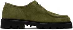 Handcrafted suede derbys in green. · Moc toe · Lace-up closure · Logo embossed at heel counter · Grained leather lining · Foam rubber midsole · Treaded XL Extralight® rubber sole · Heel: H1.5 Supplier color: Olive Derby, Rubber Sole, Perfect Clothing, Lace Up, Outfit Accessories, Heels, ? Logo, Lace, Green