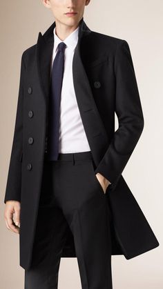 BURBERRY Formal Double-breasted Pea Coat With Concealed Placket, Designer Wool Coat With Double Button For Business, Designer Wool Coat With Double Button And Lapel Collar, Designer Wool Double-breasted Pea Coat, Formal Gabardine Wool Coat For Winter, Luxury Semi-formal Pea Coat With Double Button Closure, Designer Wool Coat With Lapel Collar And Concealed Placket, Designer Wool Coat With Concealed Placket And Lapel Collar, Designer Formal Pea Coat With Concealed Placket