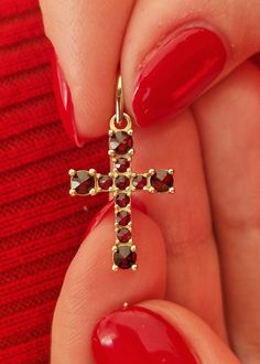 1. Sterling Silver Cross 925/1000 - 22 K Weight - 1.4 grams 2. Yellow Gold Cross 585/1000 - 14 K Weight - 1.56 grams 3. White Gold Cross 585/1000 - 14 K Weight: 1.56 grams Stone: Czech mineral, Unique Czech Garnet - Pyrope Series: Garnet scattering Brand: A-B Production: Czech Republic A cross with natural Czech garnet is a stylish and bright accessory. It has a symbolic meaning and serves as a talisman or complement the original image. Garnet is a stone of exceptional beauty, so there is no point in giving the cross a complicated and ornate shape. This will detract from the unique cut and inner facets of the bright stone. A restrained laconic shape is the best choice for a stone with strong energy and eye-catching beauty. The cross looks very nice on a silver chain. Moreover, you should c Yellow Gold Gemstones For Gift, Fine Jewelry Style, Yellow Gold Gemstones In Sterling Silver With Prong Setting, Hallmarked Yellow Gold Gemstones For Gift, Diamond-cut Ruby Jewelry For Gifts, Diamond-cut Ruby Jewelry As Gift, Silver Gemstones In 14k Gold As Gift, 14k Yellow Gold Gemstones For Gift, Diamond Cut Ruby Jewelry As Gift, 14k White Gold Gemstones As Gift