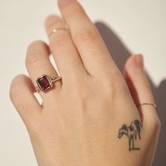 Gifts of Jupiter Garnet Ring | Catbird Jupiter Rings, Weird Wedding, Chunky Bangles, Antique Ruby Ring, Black Metal Rings, Please Marry Me, Garnet Engagement Ring, Gray Diamond, Diamond Signet Ring