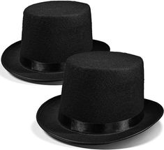 Novelty Place 2 Pack Black Top Hat - Classic Style Black Felt Top Hat Costume Accessories for Cosplay Magician Costume Parties, Stage Performances & Dress-Up Events Elegant, Universal Design - Measuring 5 inches tall and 23 inches in circumstance, this Classic Black Top Hat is a versatile accessory suitable for both men and women, perfect for enhancing a wide range of Halloween costumes, from Steampunk to sophisticated magician looks. Durable Felt Material - Made with high-quality black felt, this magician's top hat combines durability with elegance, making it an essential addition to your costume, providing both style and mystery. Ideal for Themed Characters - Whether you're creating a mystical, whimsical, or Victorian-inspired ensemble, this retro top hat adds authenticity and flair, mak Magician Costume, Top Hat Costume, Black Top Hat, Costume Parties, Baby Boy Accessories, Retro Tops, Performance Dresses, Felt Material, Universal Design