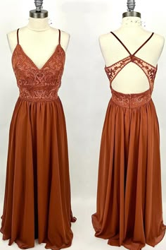 Rust Orange Lace and Chiffon A-line Long Bridesmaid Dress Burnt Orange Homecoming Dresses, Orange And Royal Blue Wedding, Orange Red Wedding, Burnt Orange Prom Dress, Western Bridesmaid Dresses, Maid Of Honor Dress Ideas, Wedding Dress Colors, Burnt Orange Bridesmaid, Country Bridesmaid Dresses