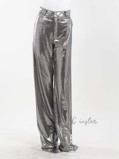 Metallic pants made to order 🌸Made to order for every sizes 🌸fabric: Metallic bum (stretched) 🌸Please measurement yourself for order 🌸8 colors:black,silver,,blue,green,purple, gold,white,red 🌸Made in Thailand Fitted Metallic Shiny Bottoms, Fitted Shiny Metallic Bottoms, Shiny Fitted Full-length Bottoms, Shiny Fitted High-waisted Pants, Silver Elegant Evening Bottoms, Metallic Shiny Stretch Pants, Elegant Fitted Metallic Bottoms, Metallic Stretch Pants For Party, Chic Metallic Shiny Pants