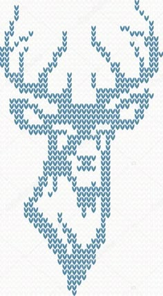 a cross stitch pattern of a deer's head with antlers on the side